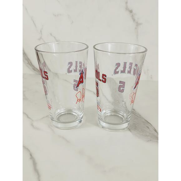 LA Angels Albert Pujols #5 Pint Beer Glass 16oz Drinkware 5 1/2" Tumbler x2 - Picture 8 of 13